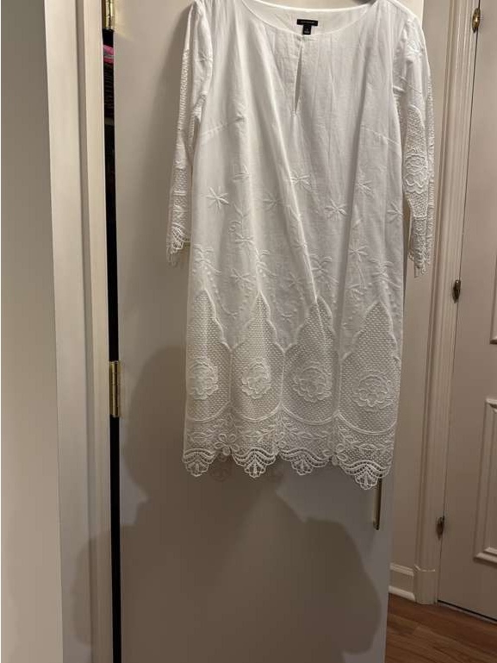 Ann Taylor White Embroidered Midi Dress